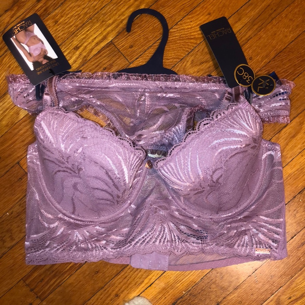 New Lace longline bra and thong set in lavender